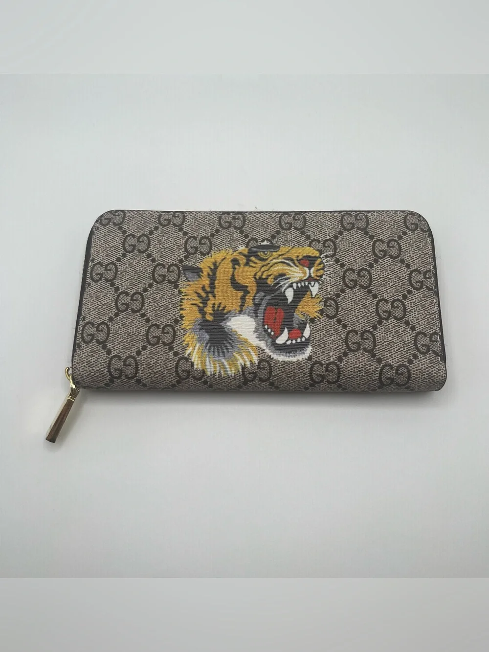 Zip Wallet with Tiger Motif